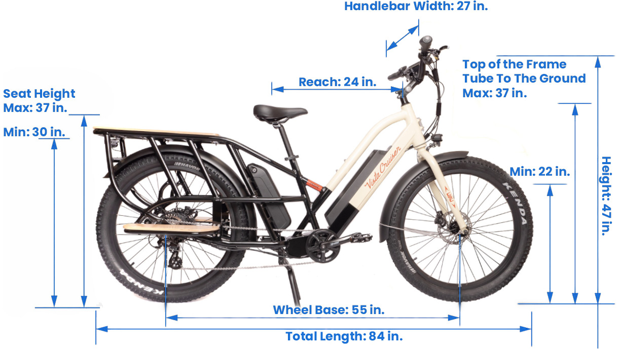 Vista Cruiser Electric Bicycle Dimensions